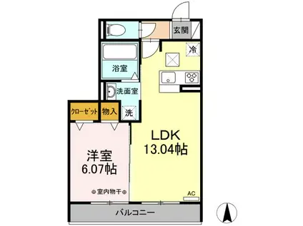 サンリット宮竹(1LDK/1階)の間取り写真