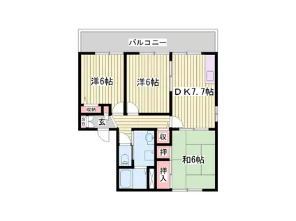 DRけやきA棟(3DK/1階)の間取り写真