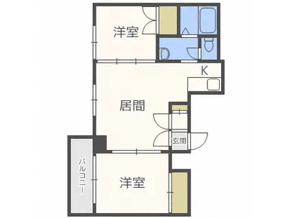 アクアトピア南郷通I(2LDK/5階)の間取り写真
