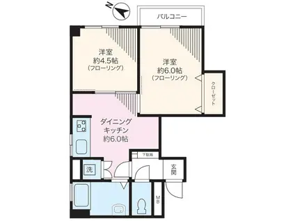 小石川コヤマハイツ(2DK/7階)の間取り写真