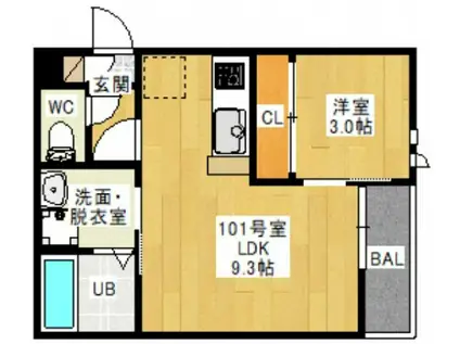 GRANTIC 南方(1LDK/1階)の間取り写真