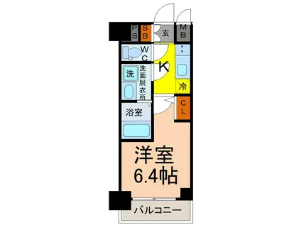 エスリード鶴舞グランパークス(1K/13階)の間取り写真