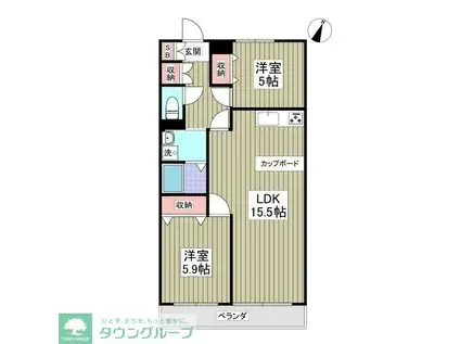 チクマハイツ(2DK/1階)の間取り写真