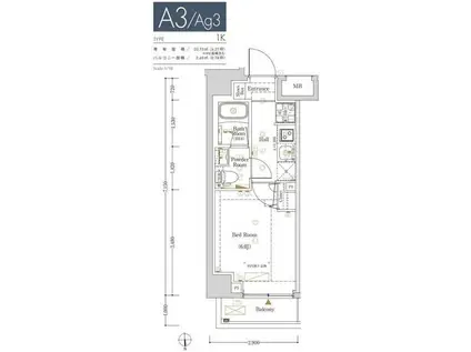 KNOTS新丸子(1K/1階)の間取り写真