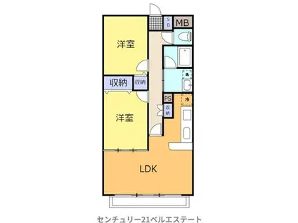 REIIマンション(2LDK/1階)の間取り写真