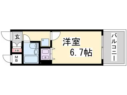 朝日プラザαポート神戸(ワンルーム/4階)の間取り写真