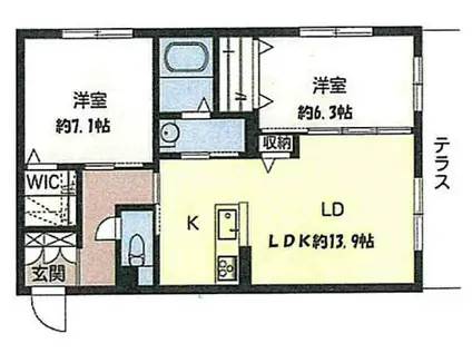 シャーメゾン ウエストブラン(2LDK/2階)の間取り写真