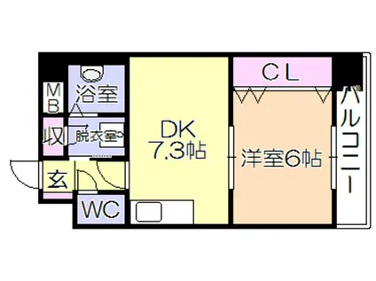 ライオンズマンション東町(1DK/4階)の間取り写真