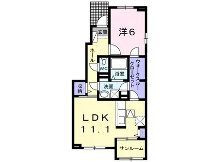 サザンクロス(1LDK/1階)の間取り写真