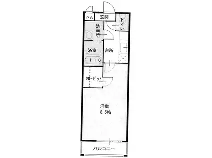 フジパレス吹田ウエストII番館(1K/3階)の間取り写真