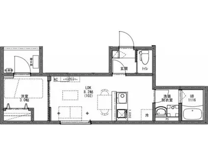 KEIAI RESIDENCE 西大宮(1LDK/1階)の間取り写真