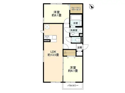 ル・ポール東白楽22B棟(2LDK/1階)の間取り写真