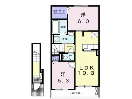 アンコートI(2LDK/2階)の間取り写真