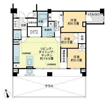 フェリスコート自由が丘(3LDK/1階)の間取り写真