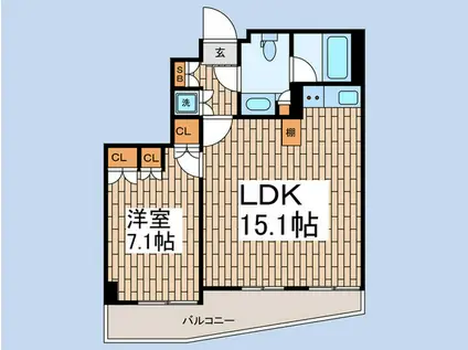 ビヴァーチェ大崎(1LDK/7階)の間取り写真