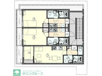 KEI六町(1LDK/3階)の間取り写真