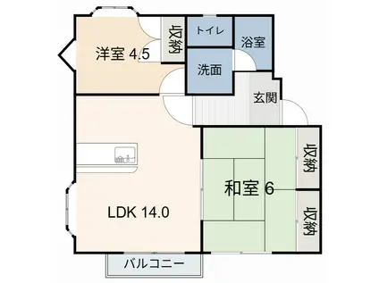 アーバニアIG A棟(2LDK/2階)の間取り写真