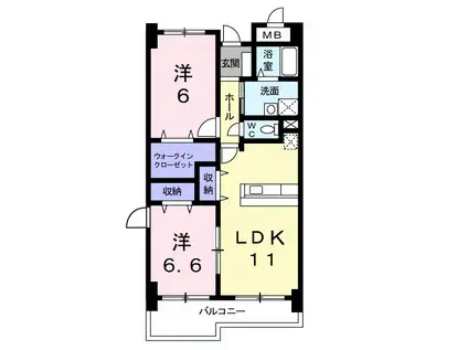 サンセール・辻(2LDK/3階)の間取り写真