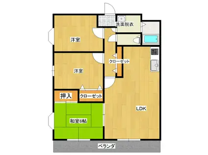 オーシャンビューIII(3LDK/2階)の間取り写真