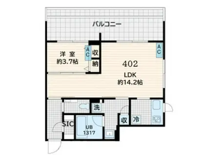 FULLEA恵比寿(1LDK/3階)の間取り写真