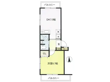 第3清水マンション(1DK/2階)の間取り写真