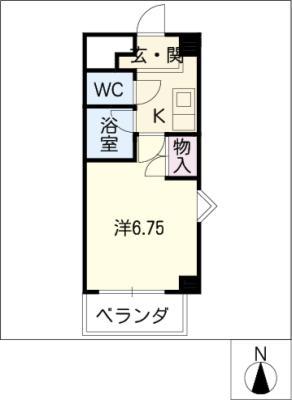グレイス国府宮(1K/4階)の間取り写真