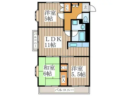 パークコモ(3LDK/2階)の間取り写真