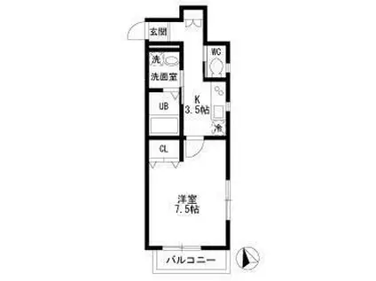 ハレ・ピカケ(1K/1階)の間取り写真