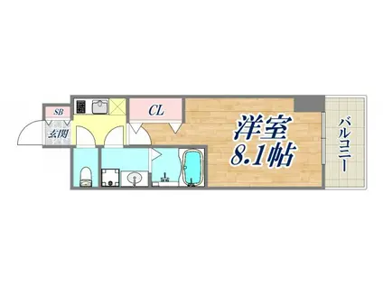 レジデンス神戸ヴェルノ(1K/13階)の間取り写真