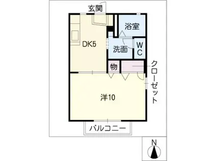 タウンコートながら B棟(1DK/2階)の間取り写真
