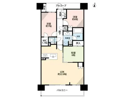 セントラルガーデンレジテンス岡崎(3LDK/9階)の間取り写真