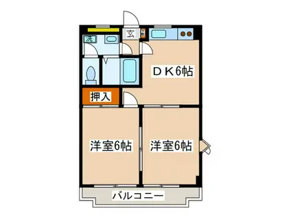 田地川ハイツ(2DK/1階)の間取り写真