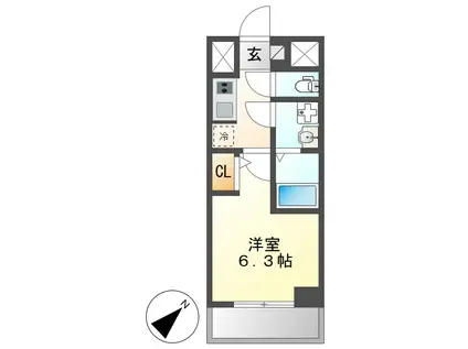 S-RESIDENCE神宮西駅前ASCENT(1K/13階)の間取り写真