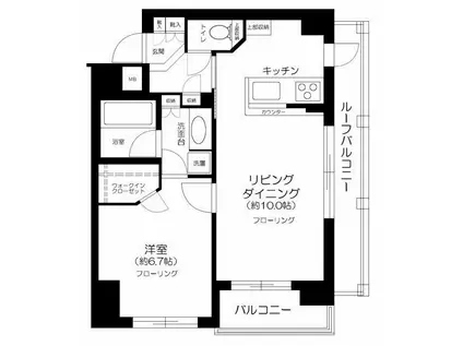 アスコットパーク錦糸町グレイス(1LDK/6階)の間取り写真