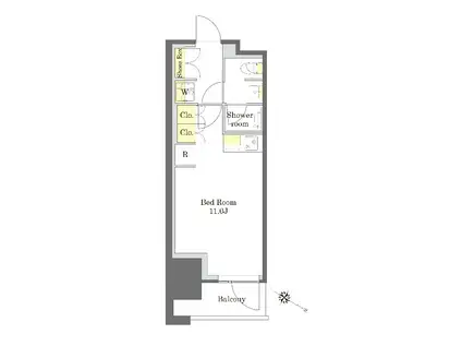 プライムメゾン中目黒(ワンルーム/4階)の間取り写真