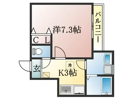 クレフラスト静岡大南(1K/2階)の間取り写真