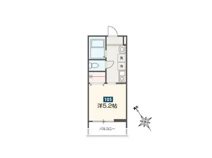 MELLAS新座II(1K/1階)の間取り写真