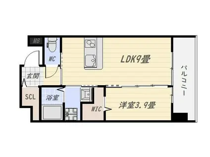 クレアグレイス荒田II(1LDK/10階)の間取り写真