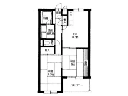 橋市マンションタ顏瀬(2DK/1階)の間取り写真