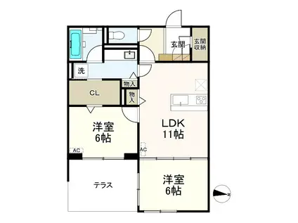 マーキュリー グラシア(2LDK/1階)の間取り写真