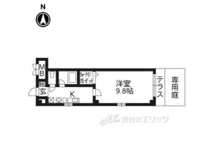 グリーンヒル洛北(1K/1階)の間取り写真