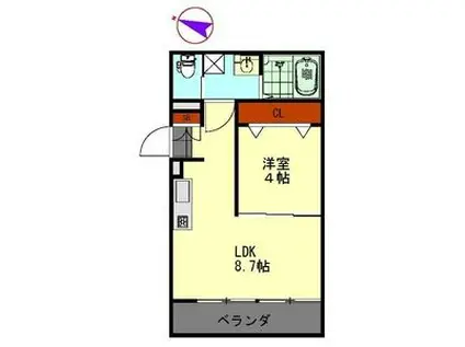 ヴィラ山之手(1LDK/2階)の間取り写真