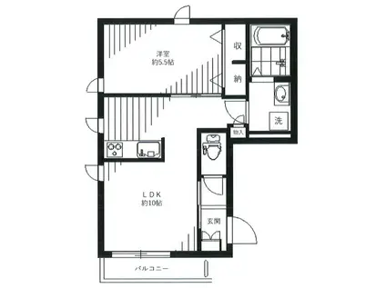 メゾン ド ラ パンセ(1LDK/2階)の間取り写真