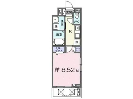 ル・ボワ(1K/3階)の間取り写真