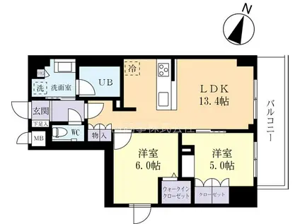 プライズ守谷(2LDK/11階)の間取り写真