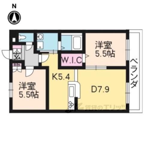 メゾンU(2LDK/2階)の間取り写真