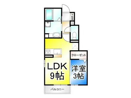 蔵谷ハイツ(1LDK/1階)の間取り写真