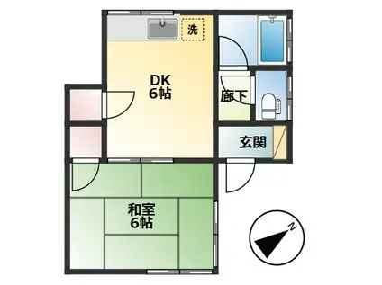 コーポ国行(1DK/1階)の間取り写真