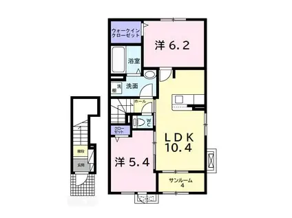 エスポワール(2LDK/2階)の間取り写真