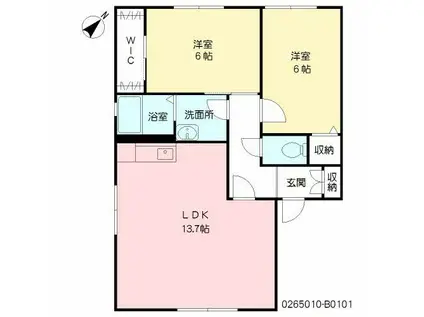 カーサ新宮B(2LDK/1階)の間取り写真